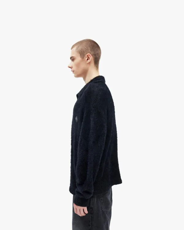 FAUX MINK POLO SWEATER BLACK - Sweats & Hoodies - streetwear Avenue Wear