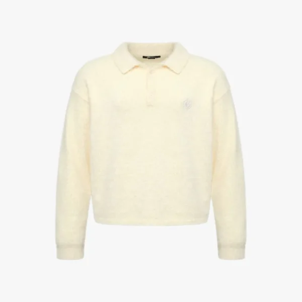 Faux mink polo sweater cream - Avenue Wear