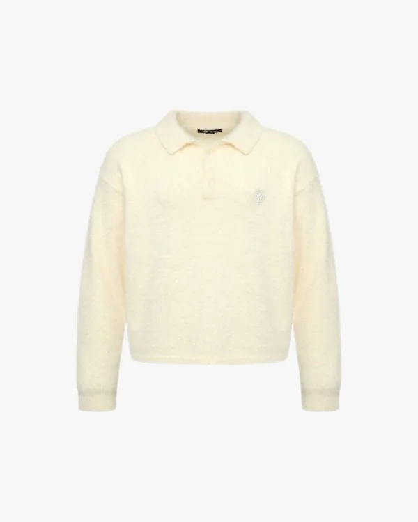 Faux mink polo sweater cream - Avenue Wear