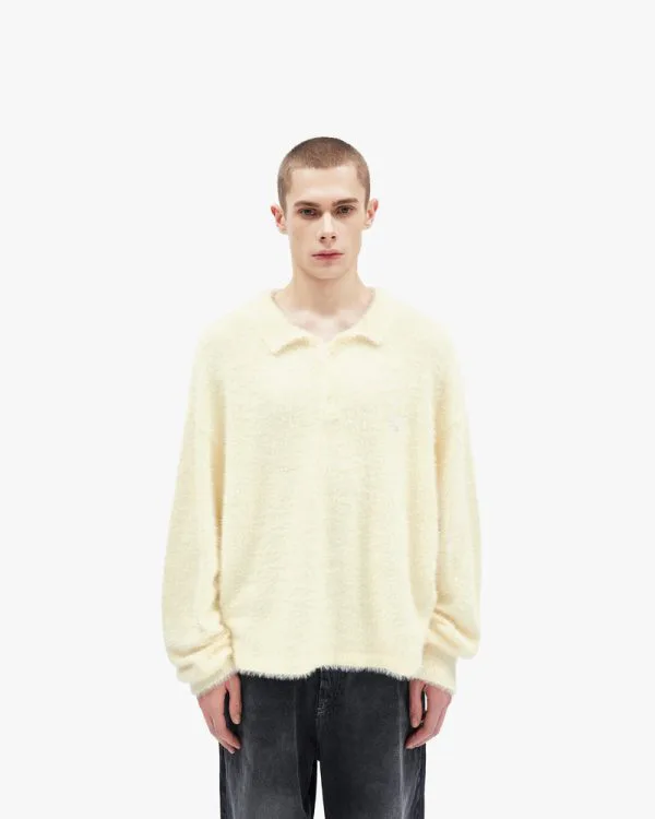 FAUX MINK POLO SWEATER CREAM - Sweats & Hoodies - streetwear Avenue Wear