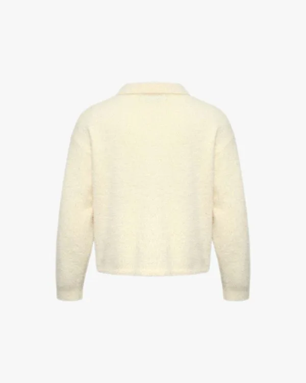 FAUX MINK POLO SWEATER CREAM - Sweats & Hoodies - streetwear Avenue Wear