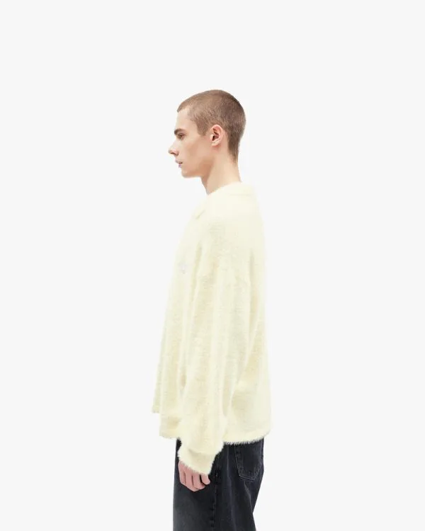 FAUX MINK POLO SWEATER CREAM - Sweats & Hoodies - streetwear Avenue Wear