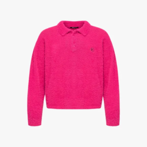Faux mink polo sweater flamingo - Avenue Wear