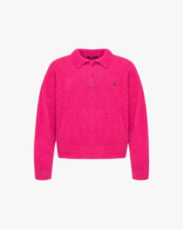 Faux mink polo sweater flamingo - Avenue Wear