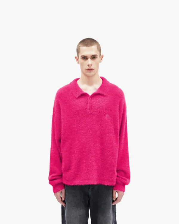 FAUX MINK POLO SWEATER FLAMINGO - Sweats & Hoodies - streetwear Avenue Wear