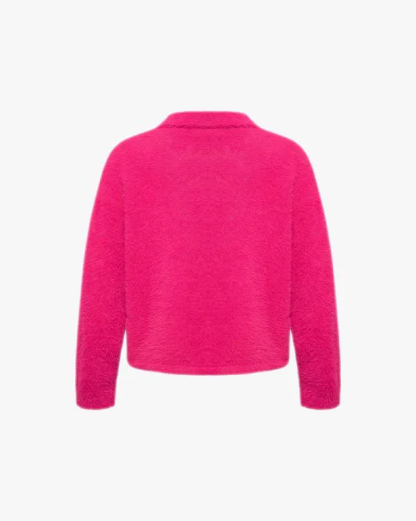 FAUX MINK POLO SWEATER FLAMINGO - Sweats & Hoodies - streetwear Avenue Wear