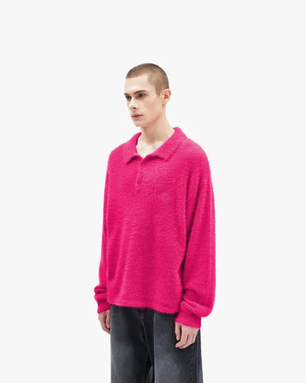 FAUX MINK POLO SWEATER FLAMINGO - Sweats & Hoodies - streetwear Avenue Wear