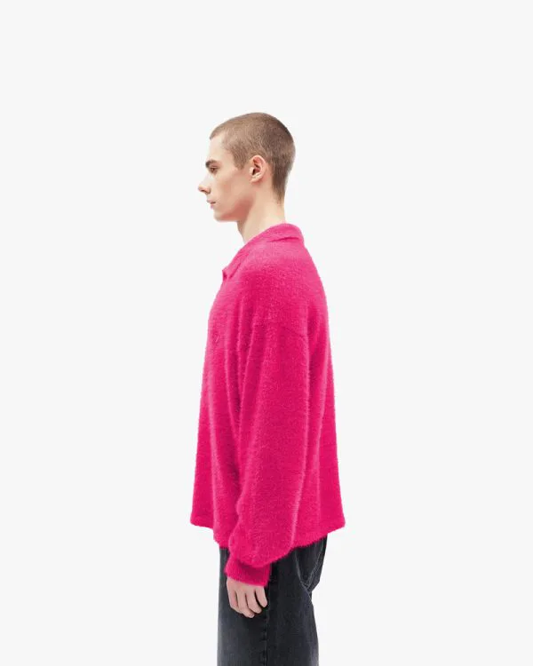 FAUX MINK POLO SWEATER FLAMINGO - Sweats & Hoodies - streetwear Avenue Wear