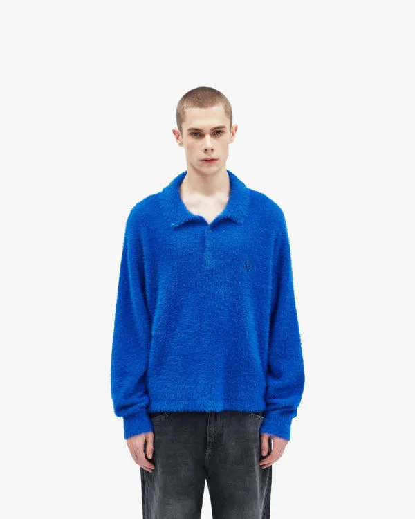 FAUX MINK POLO SWEATER ROYAL BLUE - Sweats & Hoodies - streetwear Avenue Wear