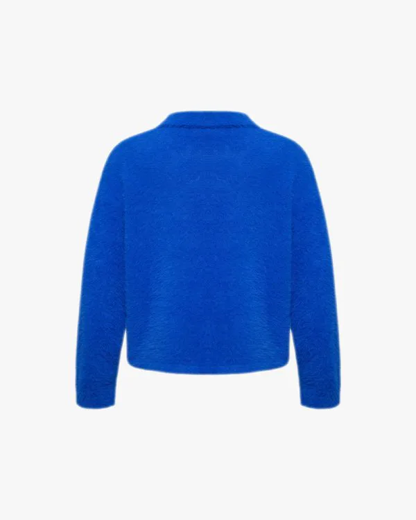 FAUX MINK POLO SWEATER ROYAL BLUE - Sweats & Hoodies - streetwear Avenue Wear