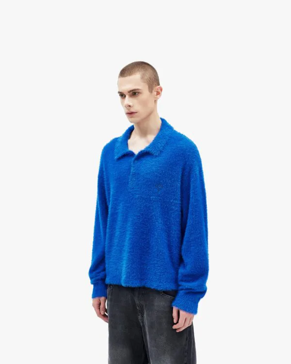 FAUX MINK POLO SWEATER ROYAL BLUE - Sweats & Hoodies - streetwear Avenue Wear