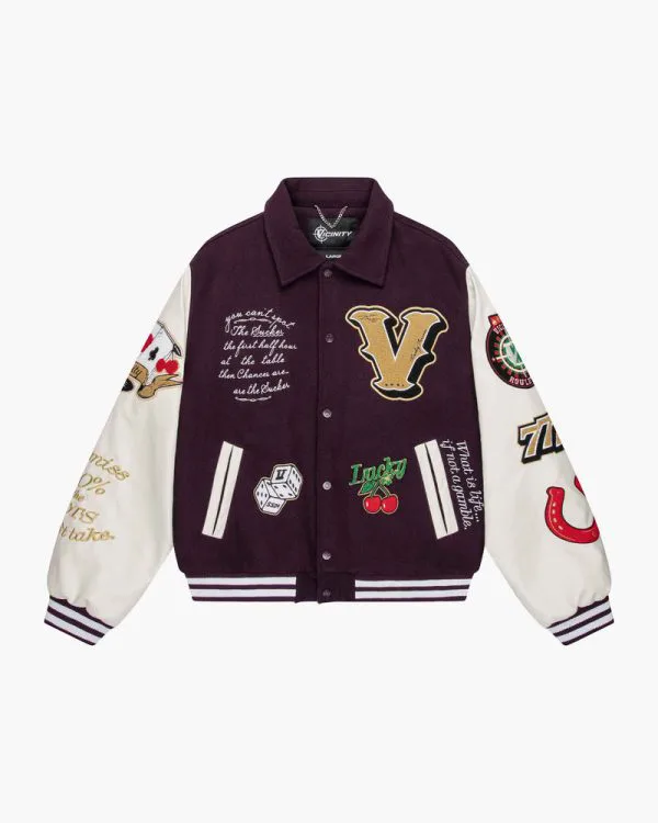 Gambler varsity jacket bordeaux red - Avenue Wear