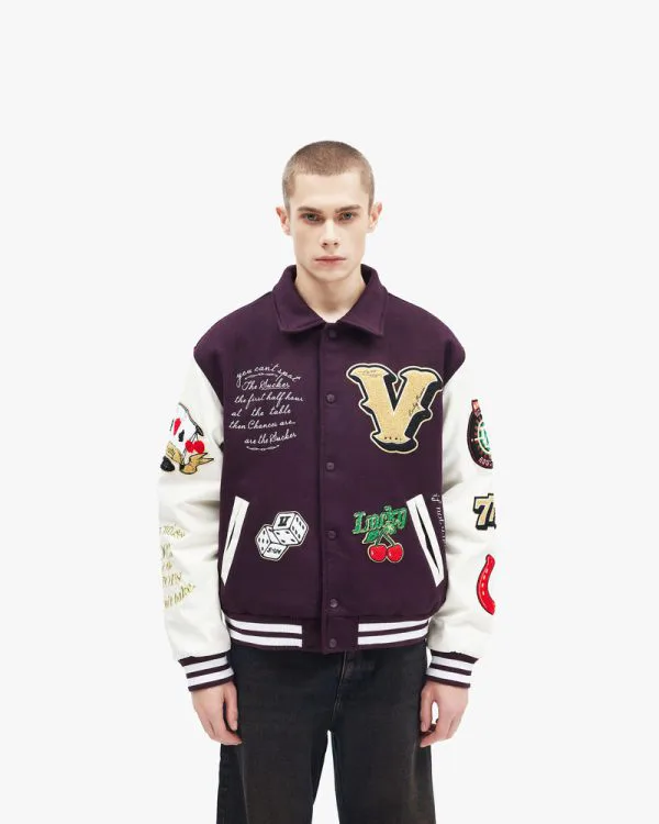 GAMBLER VARSITY JACKET BORDEAUX RED - Vestes - streetwear Avenue Wear