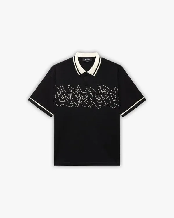 Graffiti polo black - Avenue Wear