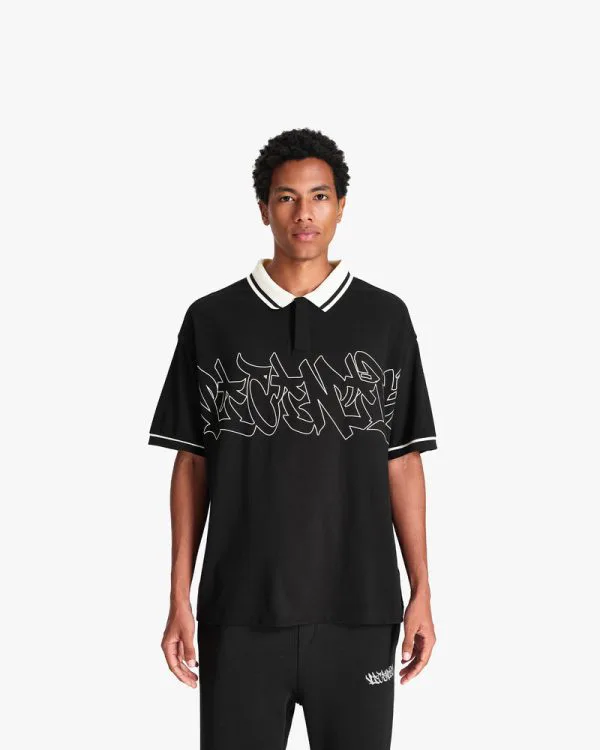 GRAFFITI POLO BLACK - T-Shirts - streetwear Avenue Wear
