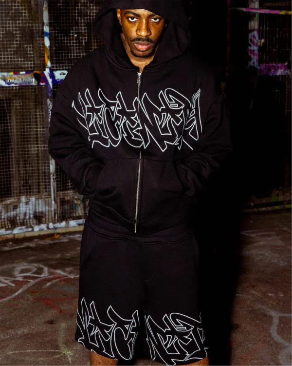 GRAFFITI SHORTS BLACK - Pantalons & Jorts - streetwear Avenue Wear