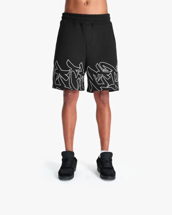 GRAFFITI SHORTS BLACK - Pantalons & Jorts - streetwear Avenue Wear