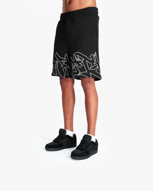 GRAFFITI SHORTS BLACK - Pantalons & Jorts - streetwear Avenue Wear