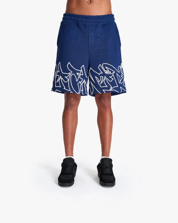 GRAFFITI SHORTS BLUE - Pantalons & Jorts - streetwear Avenue Wear