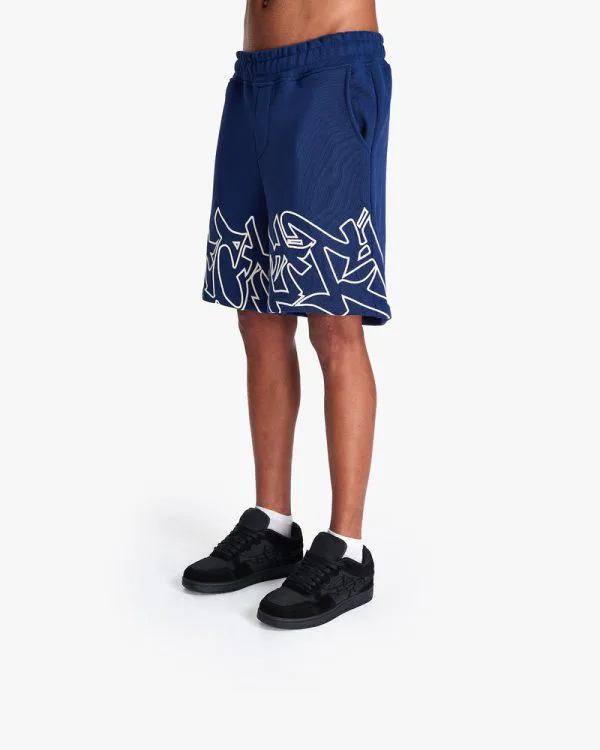 GRAFFITI SHORTS BLUE - Pantalons & Jorts - streetwear Avenue Wear