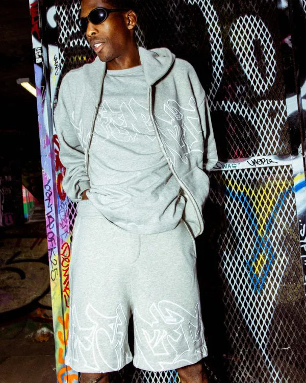 GRAFFITI SHORTS GREY MELANGE - Pantalons & Jorts - streetwear Avenue Wear
