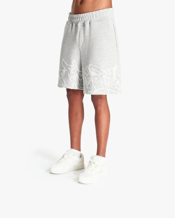 GRAFFITI SHORTS GREY MELANGE - Pantalons & Jorts - streetwear Avenue Wear