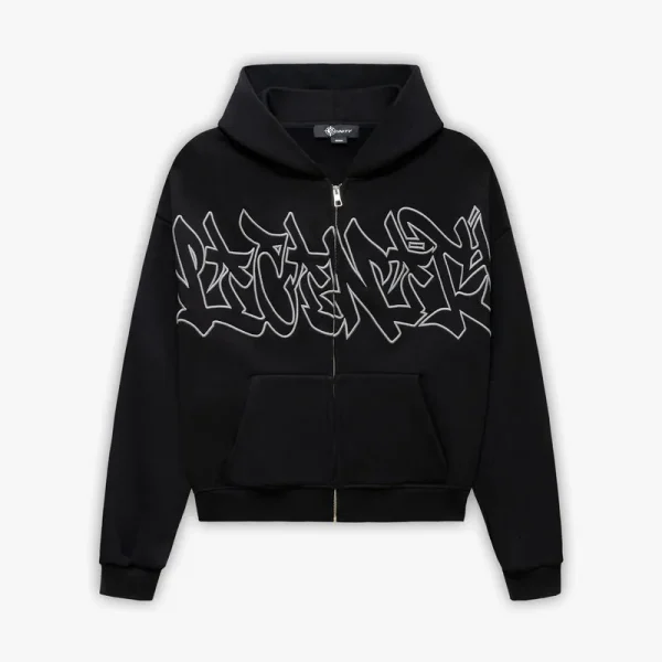 Graffiti zip hoodie black - Avenue Wear