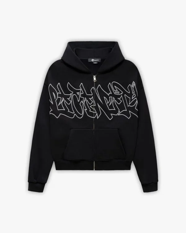 Graffiti zip hoodie black - Avenue Wear