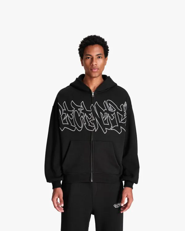 GRAFFITI ZIP-HOODIE BLACK - Sweats & Hoodies - streetwear Avenue Wear