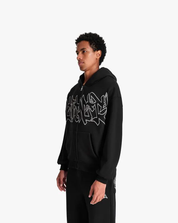 GRAFFITI ZIP-HOODIE BLACK - Sweats & Hoodies - streetwear Avenue Wear