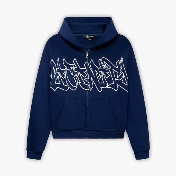 Graffiti zip hoodie blue - Avenue Wear
