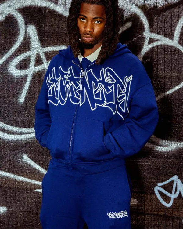 GRAFFITI ZIP-HOODIE BLUE - Sweats & Hoodies - streetwear Avenue Wear