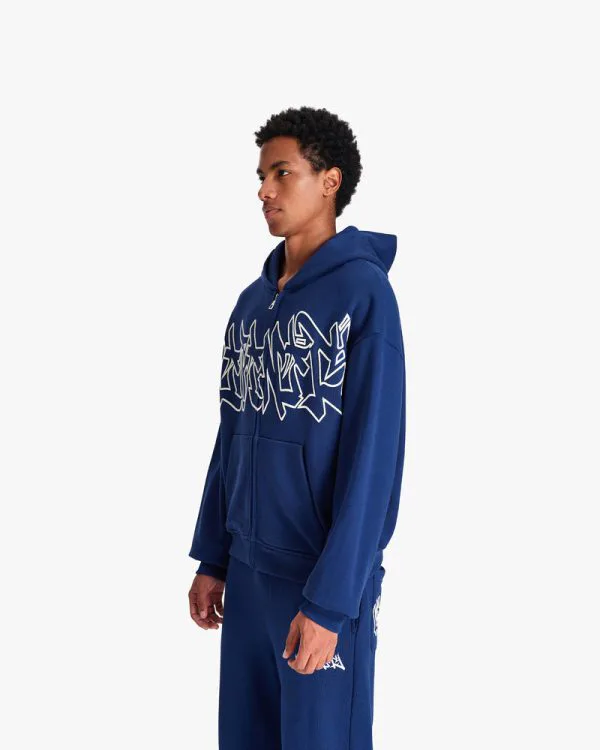 GRAFFITI ZIP-HOODIE BLUE - Sweats & Hoodies - streetwear Avenue Wear