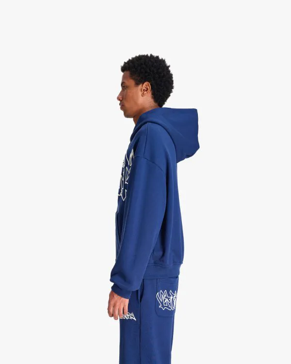 GRAFFITI ZIP-HOODIE BLUE - Sweats & Hoodies - streetwear Avenue Wear