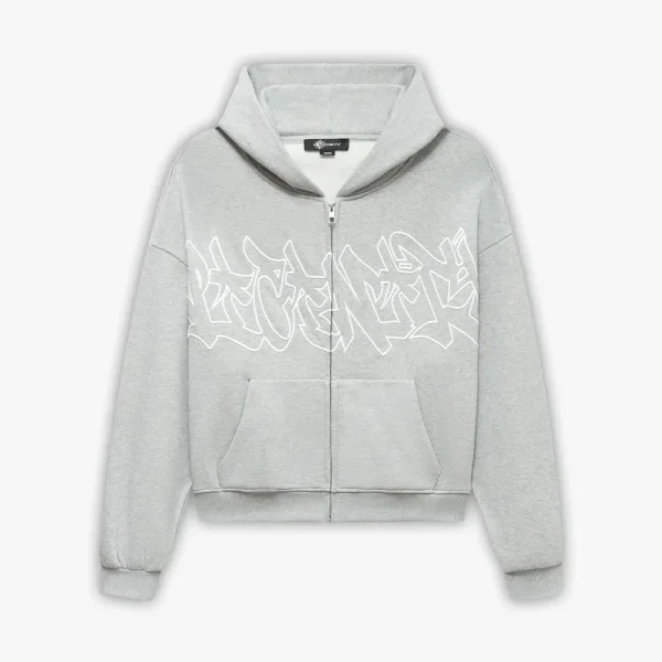 Graffiti zip hoodie grey melange - Avenue Wear