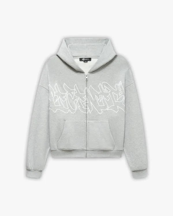 Graffiti zip hoodie grey melange - Avenue Wear
