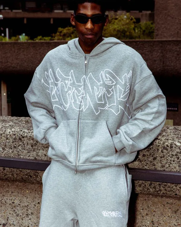 GRAFFITI ZIP-HOODIE GREY MELANGE - Sweats & Hoodies - streetwear Avenue Wear