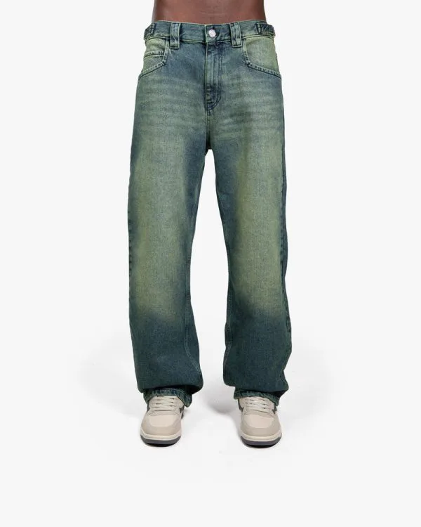 GREEN TINTED DENIM - Pantalons & Jorts - streetwear Avenue Wear