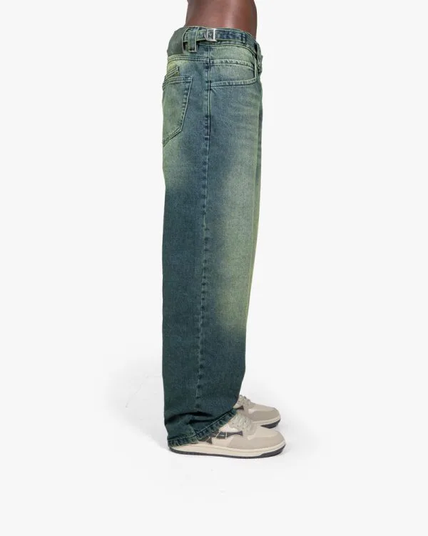 GREEN TINTED DENIM - Pantalons & Jorts - streetwear Avenue Wear