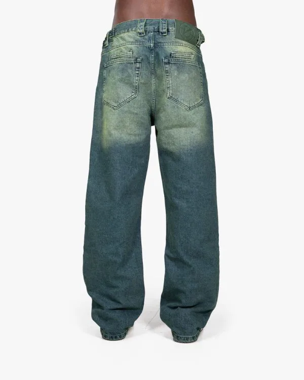 GREEN TINTED DENIM - Pantalons & Jorts - streetwear Avenue Wear