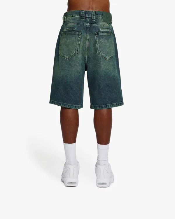 GREEN TINTED DENIM JORTS - Pantalons & Jorts - streetwear Avenue Wear