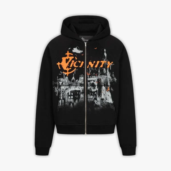 Haunted house zip hoodie black - Avenue Wear