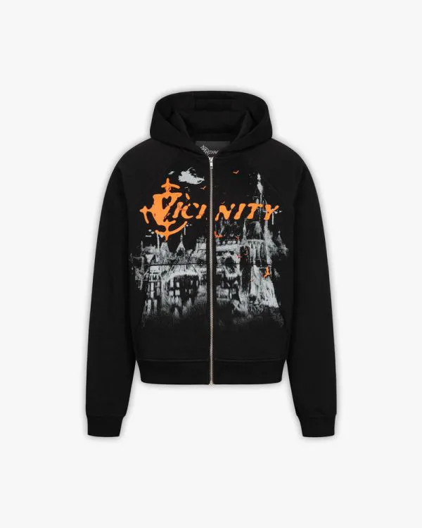 Haunted house zip hoodie black - Avenue Wear