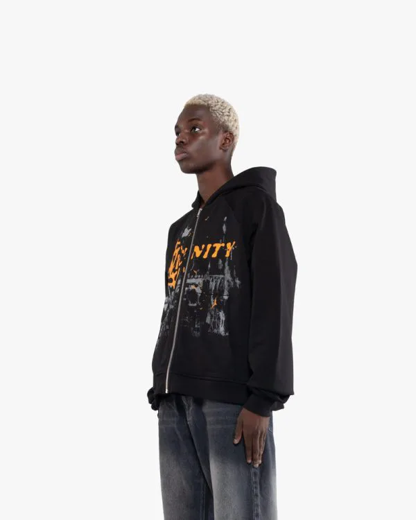 HAUNTED HOUSE ZIP HOODIE BLACK - Sweats & Hoodies - streetwear Avenue Wear