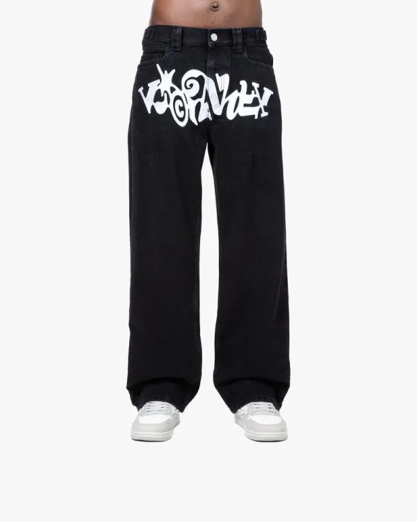 HAVOC DENIM BLACK / WHITE - Pantalons & Jorts - streetwear Avenue Wear