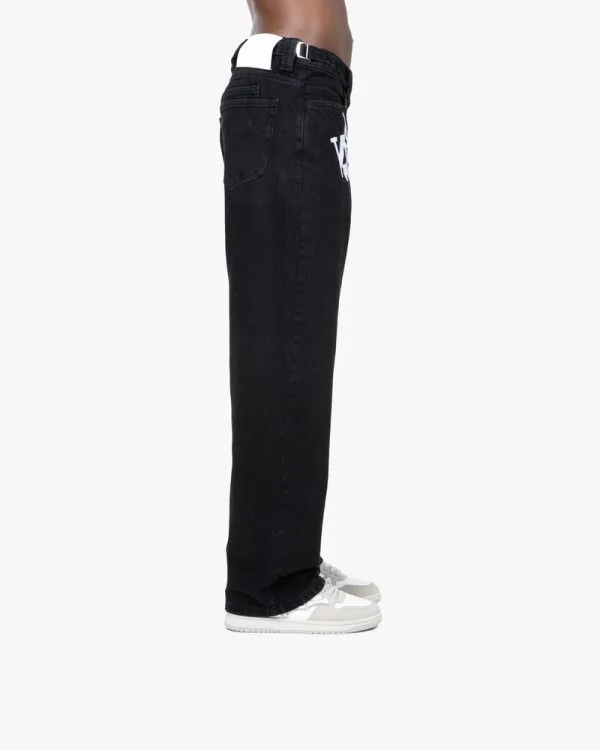 HAVOC DENIM BLACK / WHITE - Pantalons & Jorts - streetwear Avenue Wear