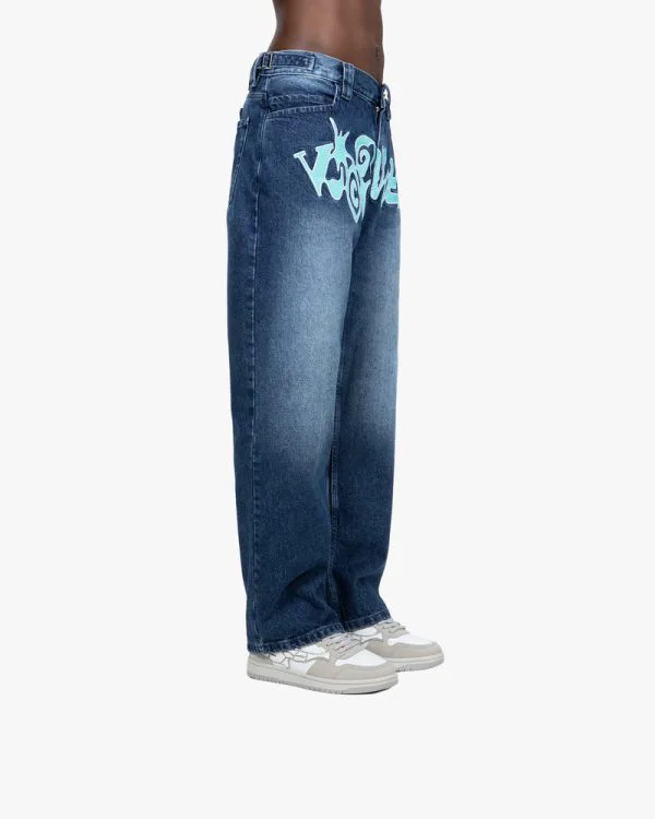 HAVOC DENIM DARK BLUE / TURQUOISE - Pantalons & Jorts - streetwear Avenue Wear