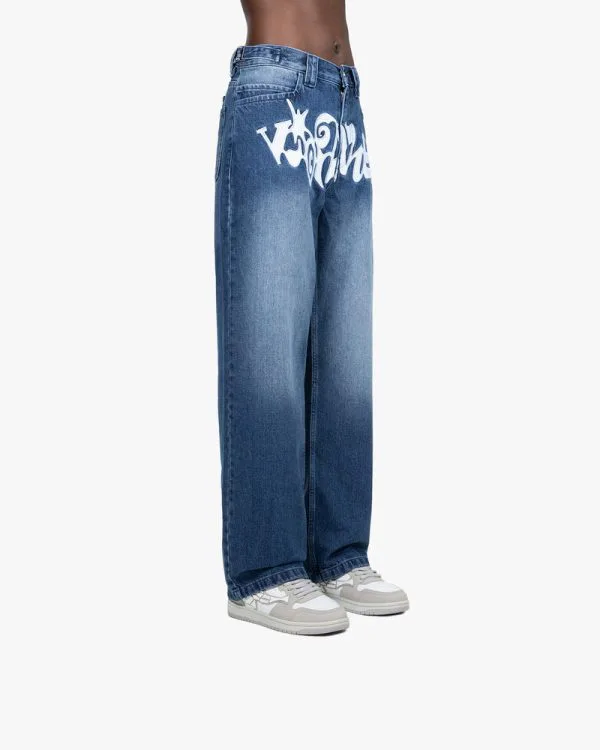 HAVOC DENIM DARK BLUE / WHITE - Pantalons & Jorts - streetwear Avenue Wear