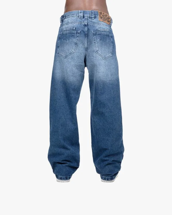 HAVOC DENIM DARK BLUE / WHITE - Pantalons & Jorts - streetwear Avenue Wear