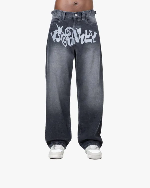HAVOC DENIM GREY / WHITE - Pantalons & Jorts - streetwear Avenue Wear